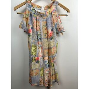 Mayoral Girls Size 14 Floral Patchwork Print Cold Shoulder Romper